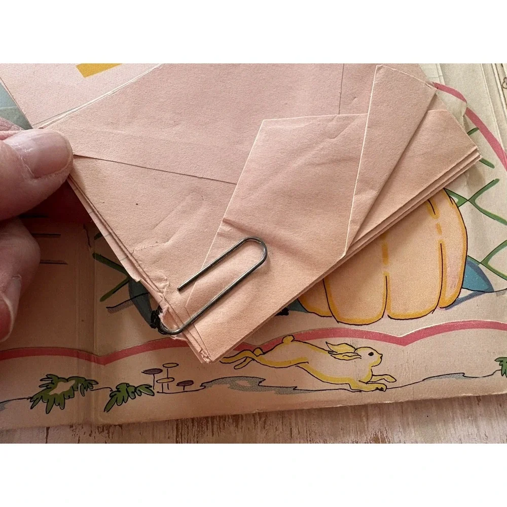 Vintage childrens stationery writing paper pink blue envelope Skeezix illus 1930